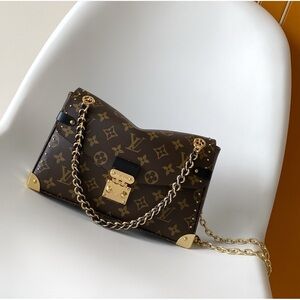 Louis Vuitton Dark Brown Monogram Bag with Gold Chain